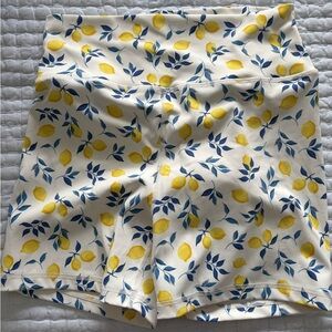 Z Supply Yellow and Blue Bike Shorts Floral Pattern